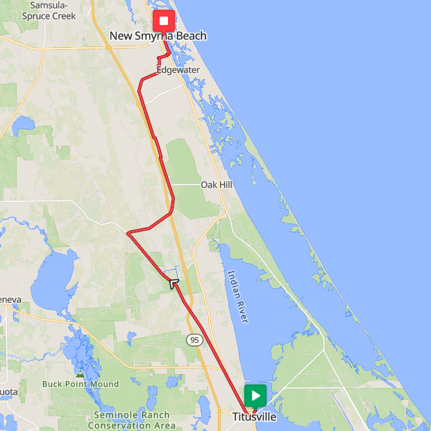 Segment 10: 7/1/2026 12:00 PM - Titusville to New Smyrna Beach