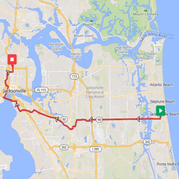 Segment 15: 7/4/2026 11:00 AM - Jacksonville Beach to Jacksonville