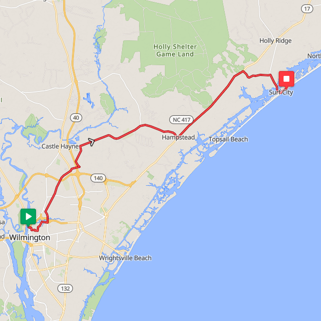 Segment 34: 7/15/2026 7:00 AM - Wilmington to Surf City