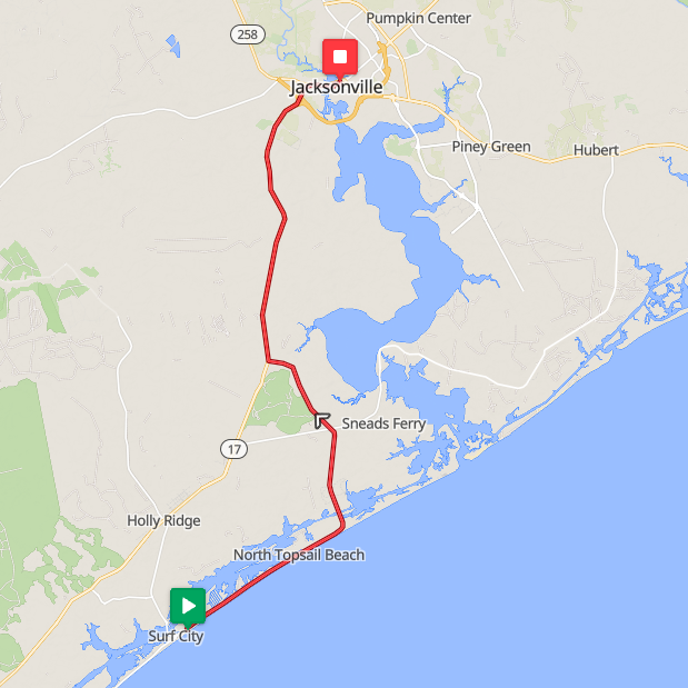 Segment 35: 7/15/2026 11:30 AM - Surf City to Jacksonville
