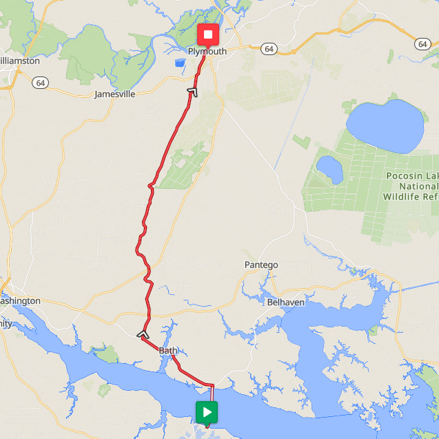 Segment 39: 7/17/2026 11:30 AM - Beaufort County to Plymouth
