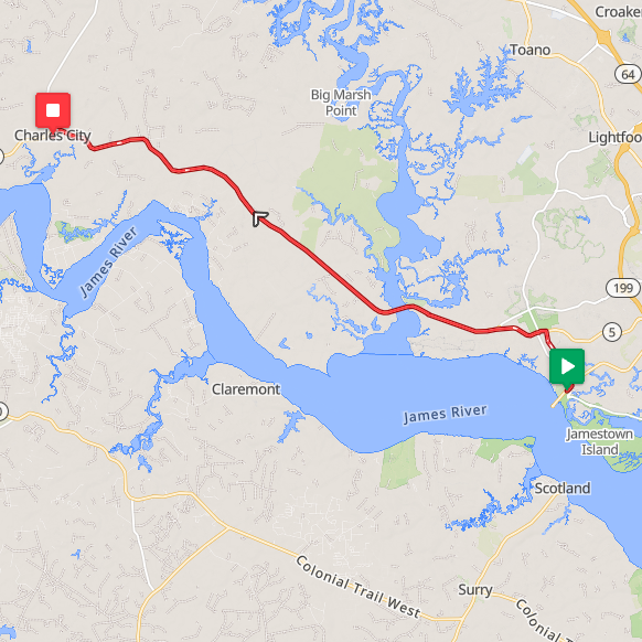 Segment 46: 7/22/2026 7:00 AM - James City County to Charles City
