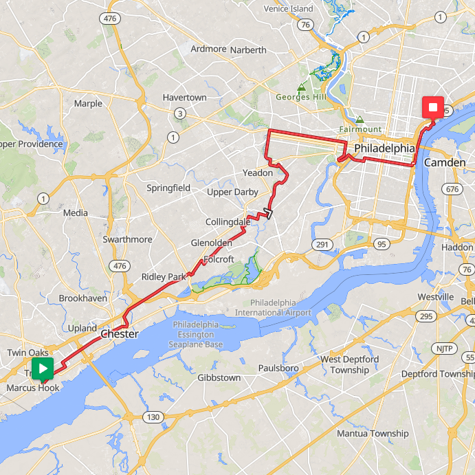 Segment 57: 7/28/2026 11:30 AM - Marcus Hook to Philadelphia