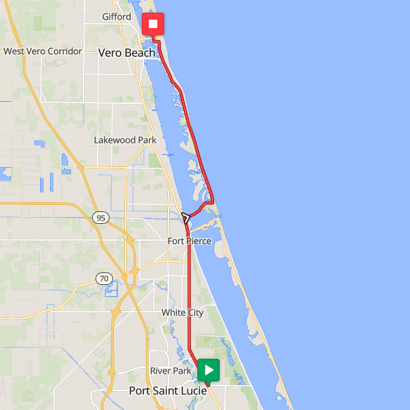 Segment 6: 6/29/2026 11:00 AM - Port St.Lucie to Vero Beach